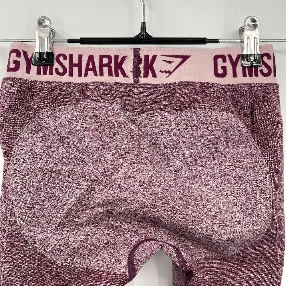 Gymshark XS Flex Leggings Women Burgundy Pink Marl Seamless Contouring Gym Pants